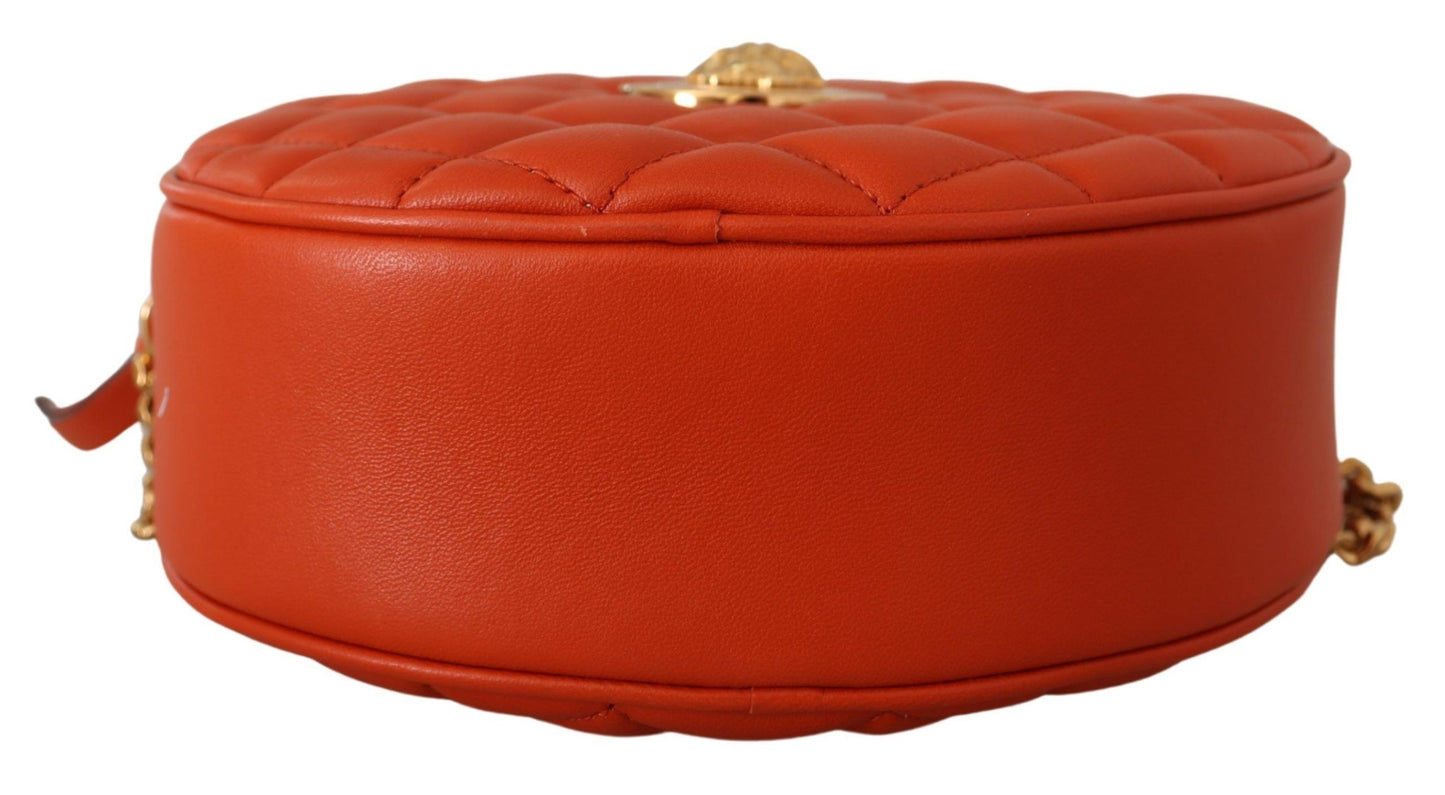 Versace Elegant Round Nappa Leather Crossbody Bag