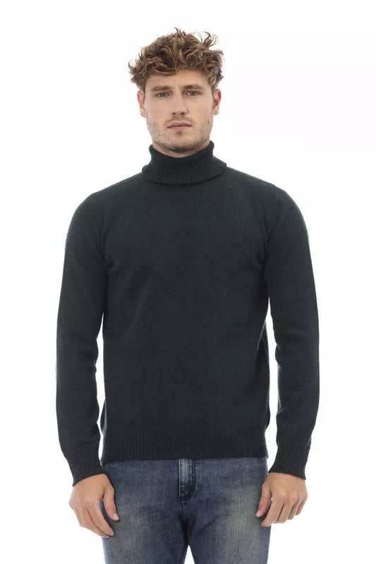 Alpha Studio Green Wool Men Sweater