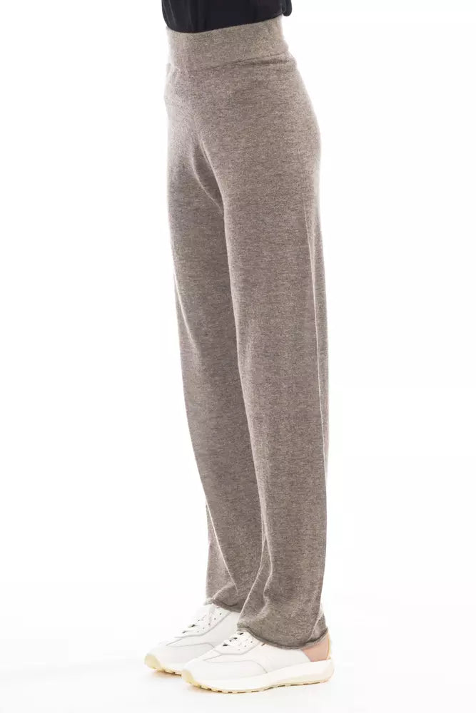 Alpha Studio Brown Wool Women Pants