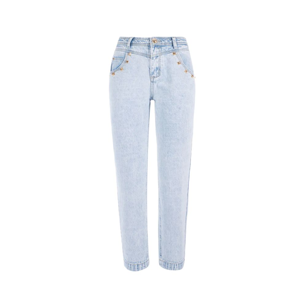 Yes Zee Light Blue Cotton Women's High-Waisted Jeans