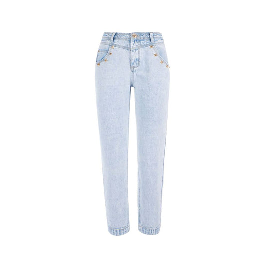 Yes Zee Light Blue Cotton Women's High-Waisted Jeans