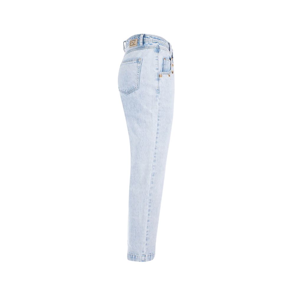 Yes Zee Light Blue Cotton Women's High-Waisted Jeans