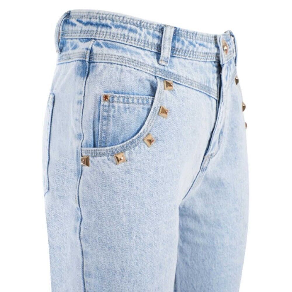 Yes Zee Light Blue Cotton Women's High-Waisted Jeans