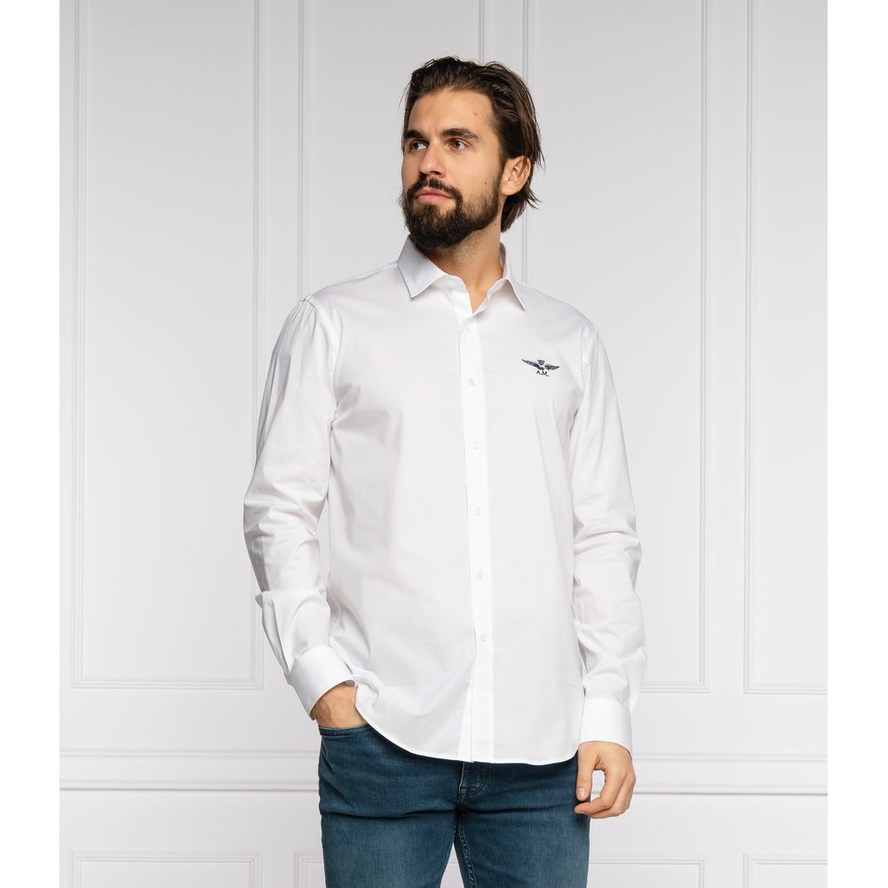 Aeronautica Militare White Cotton Men's Shirt