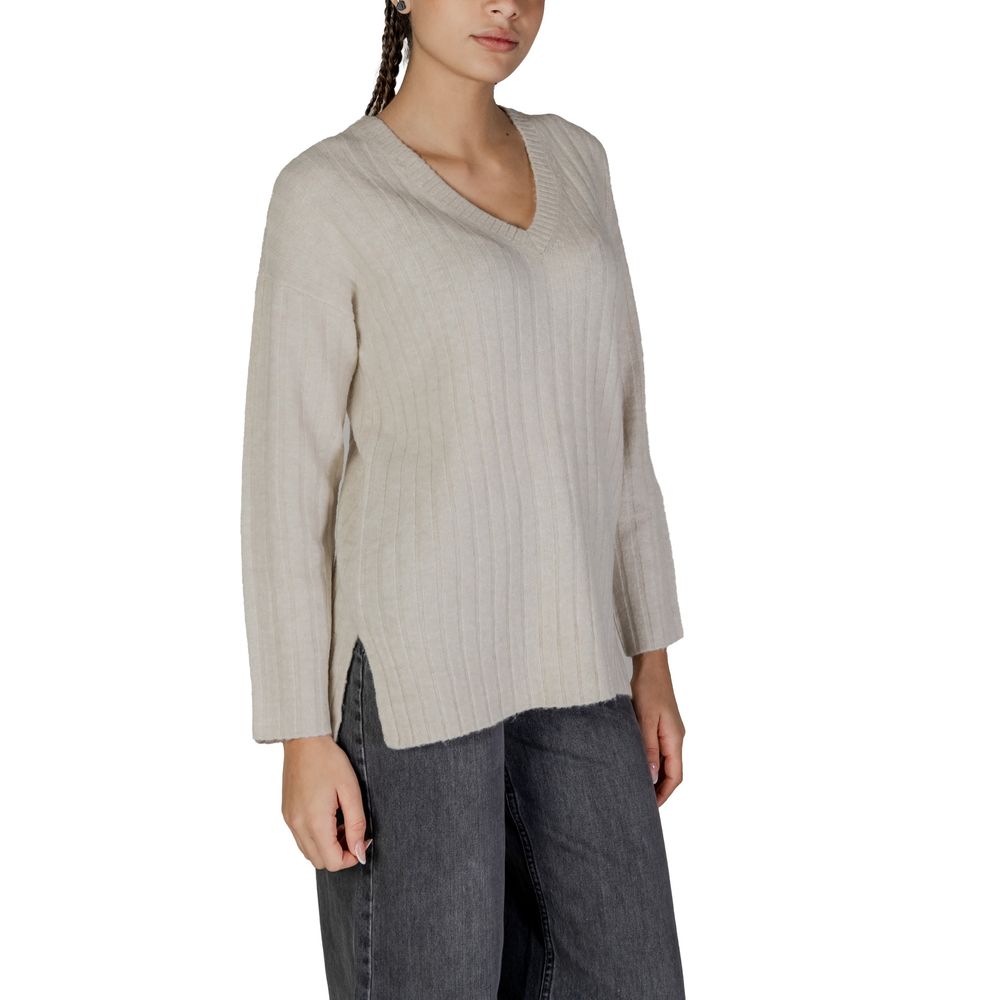 Vila Clothes Beige Acrylic Sweater