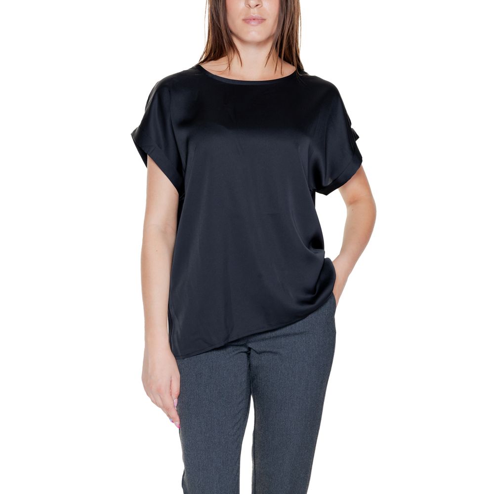 Vila Clothes Black Cotton Tops & T-Shirt