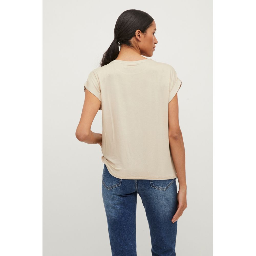 Vila Clothes Gold Cotton Tops & T-Shirt