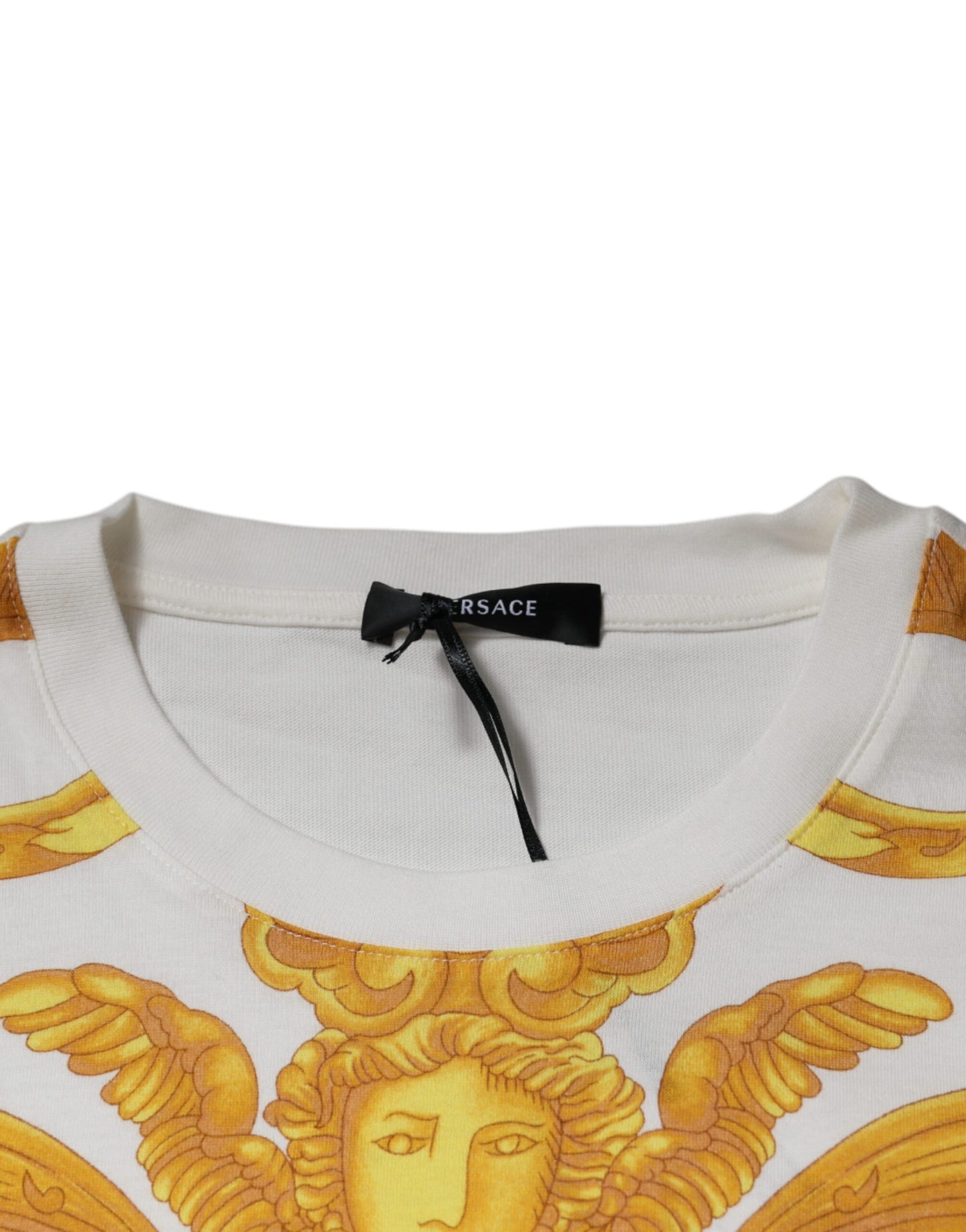 Versace White Medusa Print Cotton Crew Neck T-shirt