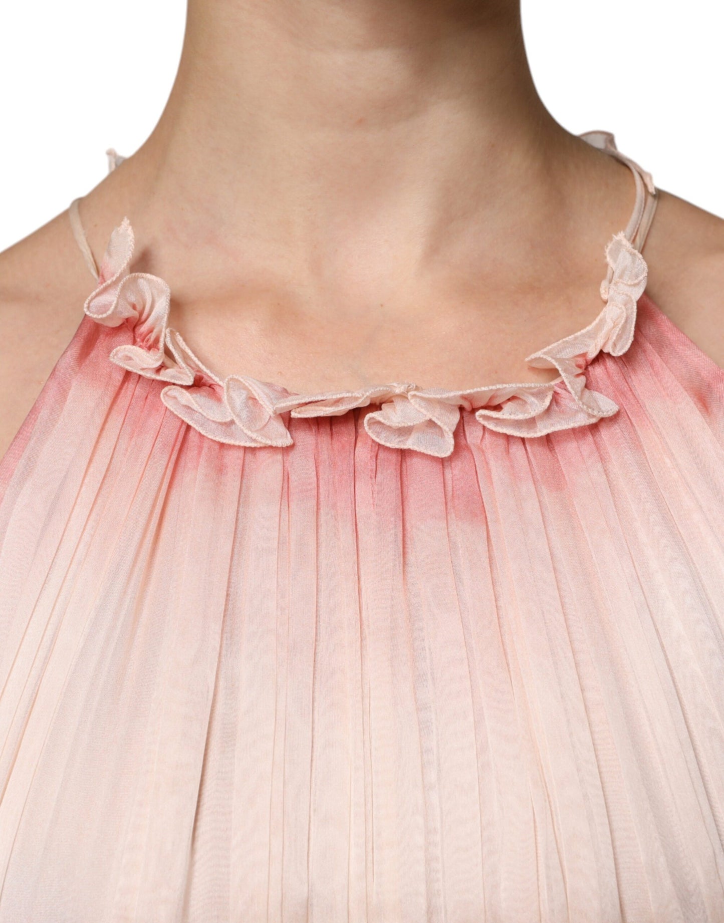 Alberta Ferretti Pink Sleeveless Pleated A-line Maxi Dress