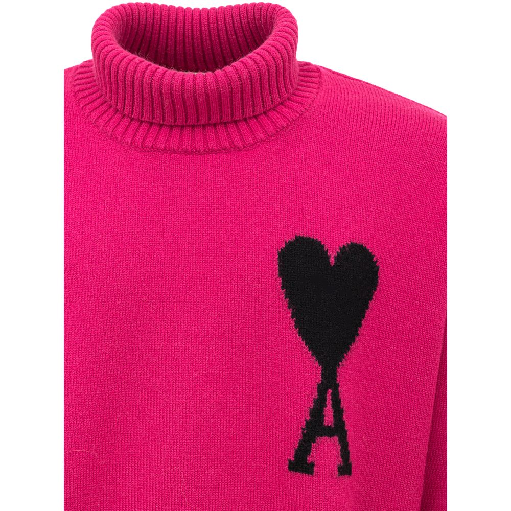 Ami Paris Fuchsia Wool Vergine Sweater