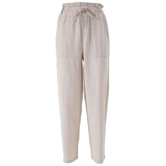 Yes Zee Beige Linen Jeans & Pant