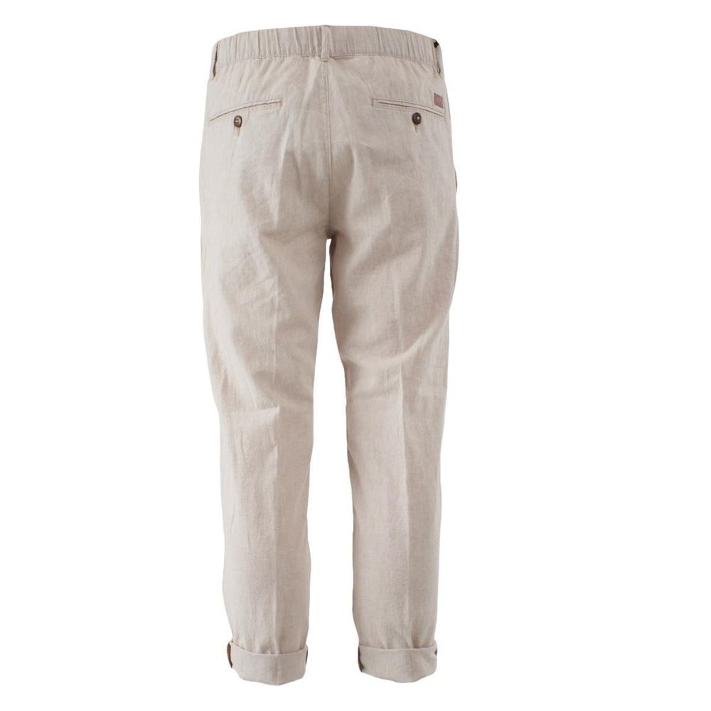 Yes Zee Beige Linen Jeans & Pant